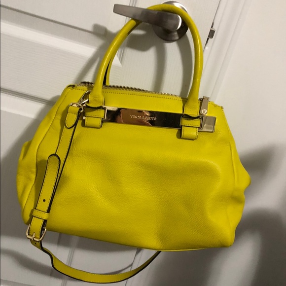 Vince Camuto genuine leather yellow satchel crossbody - Picture 8 of 8